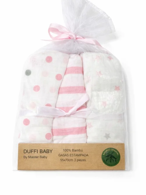 Set de Gasas - Bambú Interbaby - Mod. Rosa lunares