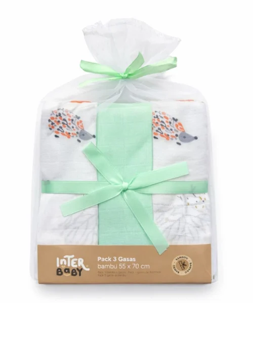 Set de Gasas - Bambú Interbaby - Mod. verde