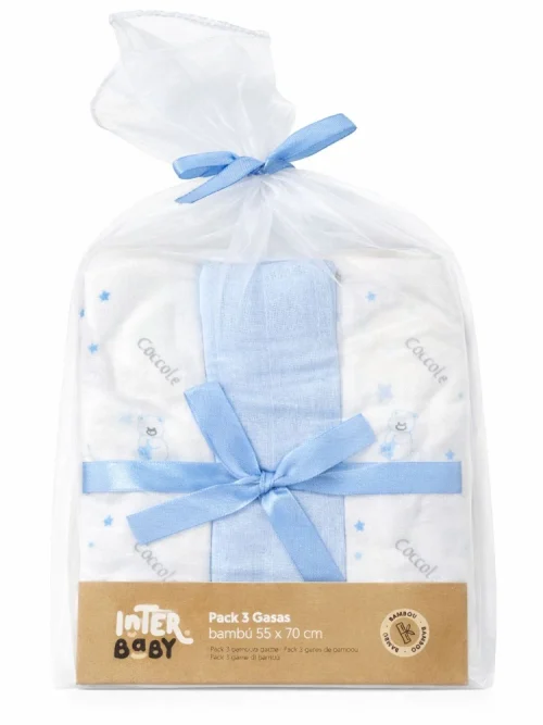 Set de Gasas - Bambú Interbaby - Mod. celeste